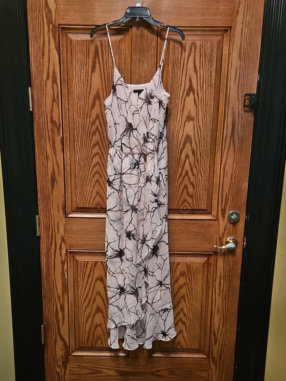 Banana Republic Blush Maxi Dress with Black Floral Print